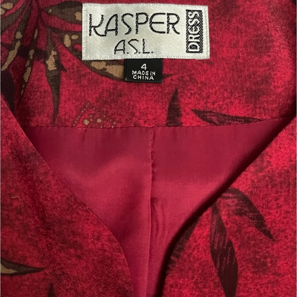 Kasper Burgandy 2 pc Tropical Design Blouse, Maxi Skirt Evening Dress Set Sz4 - Picture 3 of 14